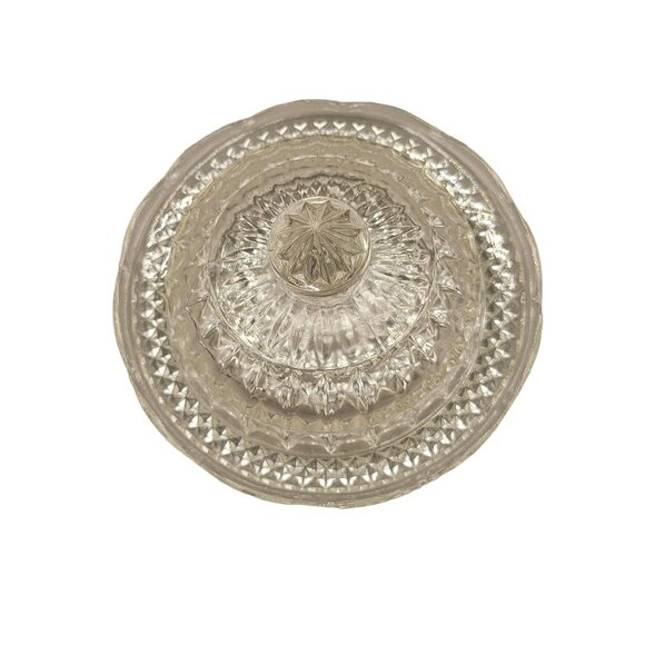 Jeannette Glass Windsor Crystal Butter Dish Clear Round Two Piece - Picture 4 of 7